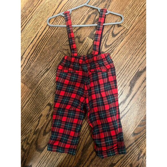Janie and Jack Boys Baby Tartan Suspender Pant 6-12M Red - Picture 3 of 3